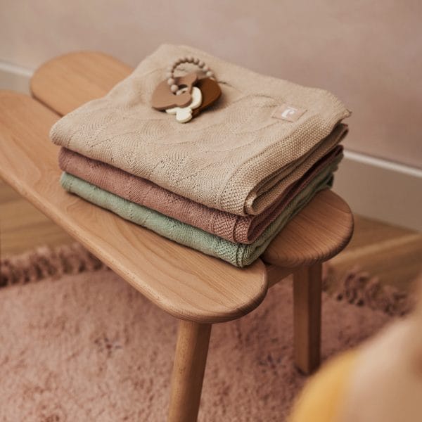Couverture berceau bébé Shell Knit  nougat GOTS 75x100cm - Jollein – Image 2