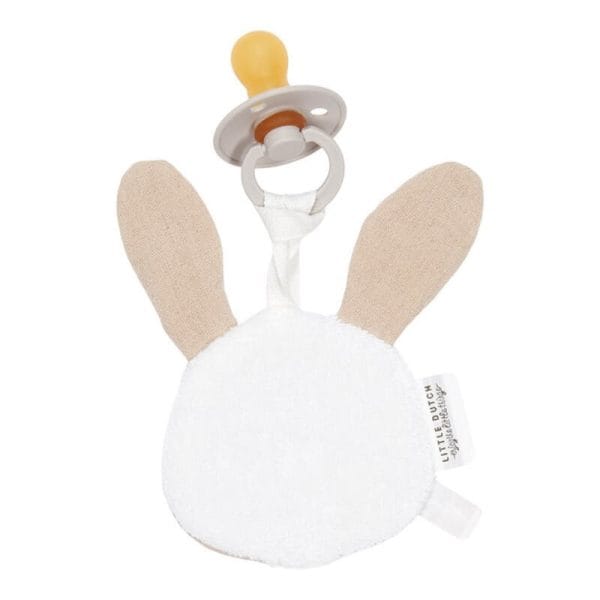 Doudou attache-sucette mousseline Lapin Beige - Little Dutch – Image 3