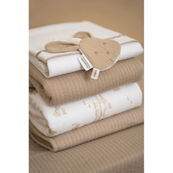 Doudou attache-sucette mousseline Lapin Beige - Little Dutch – Image 4