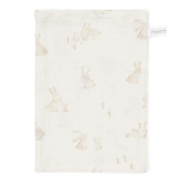Gants de toilette lot de 2 en mousseline Baby Bunny / Beige - Little Dutch – Image 2