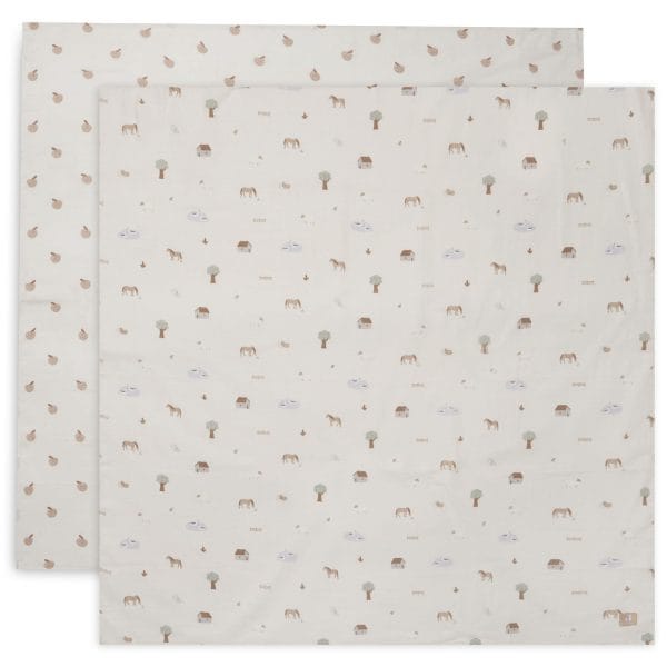 Langes en gaze de coton Farm 115x115 2 pièces - Jollein