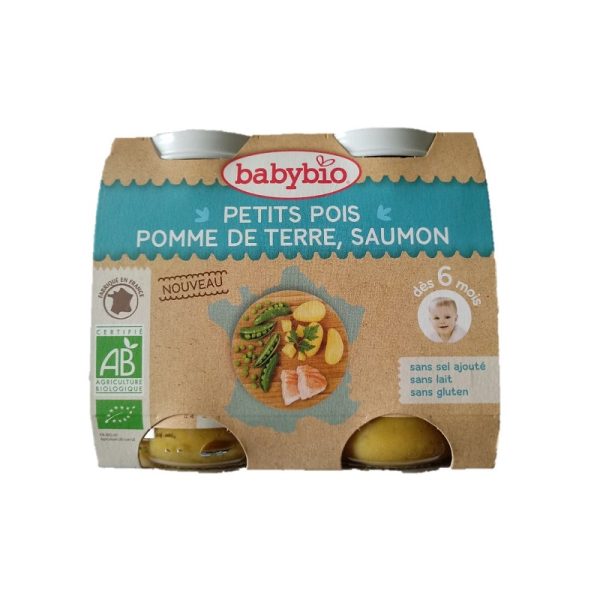 Panade bébé midi petits pois, pomme de terre et saumon 2x200g dès 6 mois - Babybio